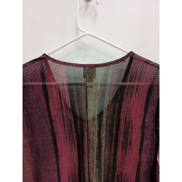 Clara Sun Woo Womens Slinky Hi-Low Tunic Top Medium Multi V-Neck Tab Sleeve - Picture 8 of 9